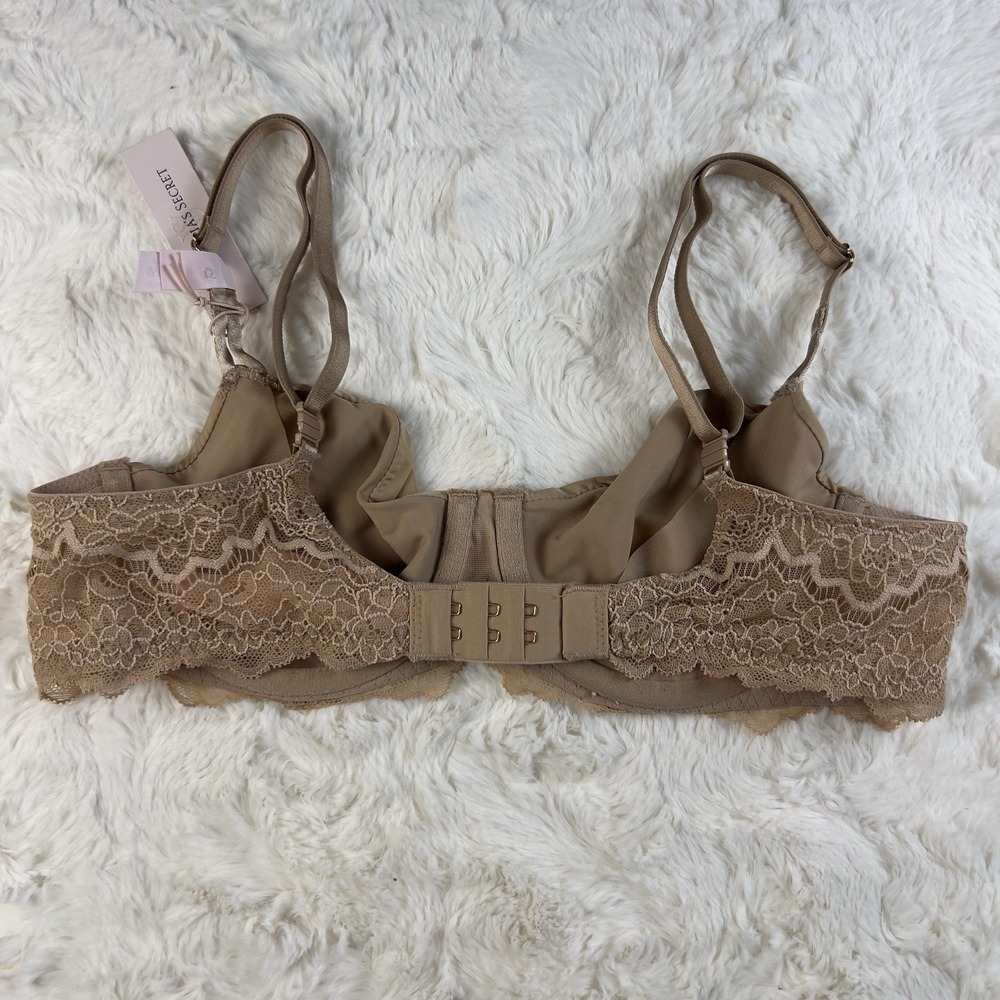 Victoria's Secret Dream Angels Unlined Smooth Lace Balconette Bra Beige 32C NWT - Picture 2 of 8
